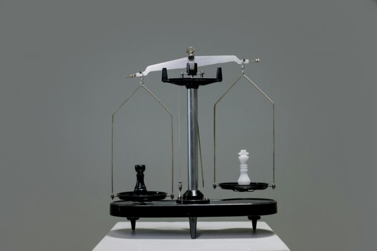 A scale comparing two options.