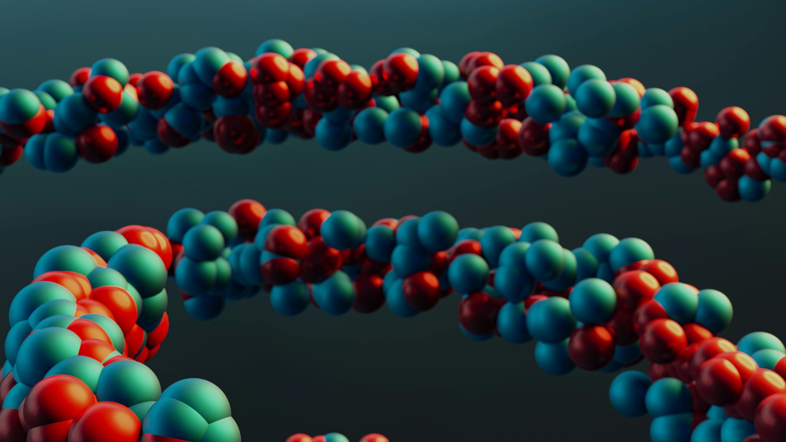 A bunch of spheres put together to make two organic lines